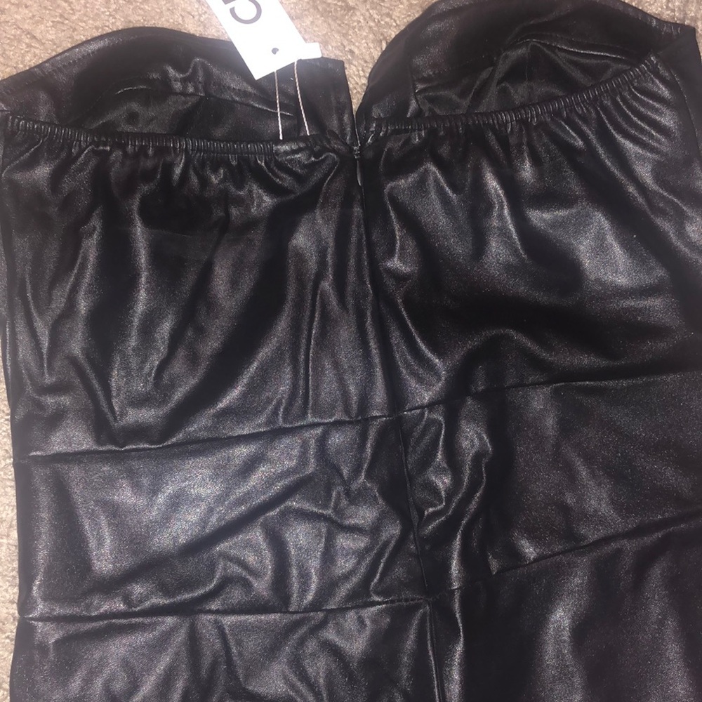 Pleather long knee length dress